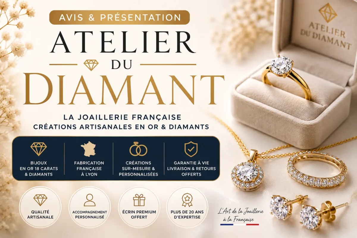 Avis sur Atelier du Diamant, joaillerie française spécialisée dans les bijoux en or 18 carats et diamants fabriqués en France