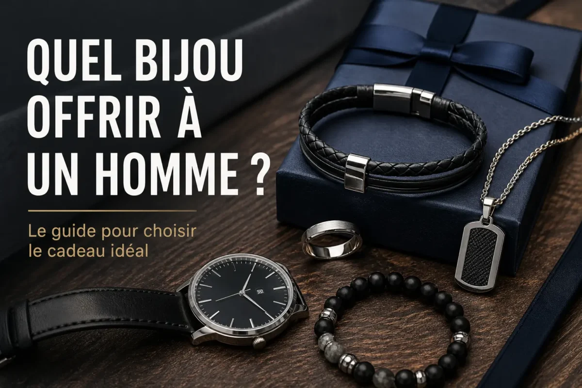 Bijoux pour homme avec bracelet montre bague et collier idée cadeau adaptée à son style
