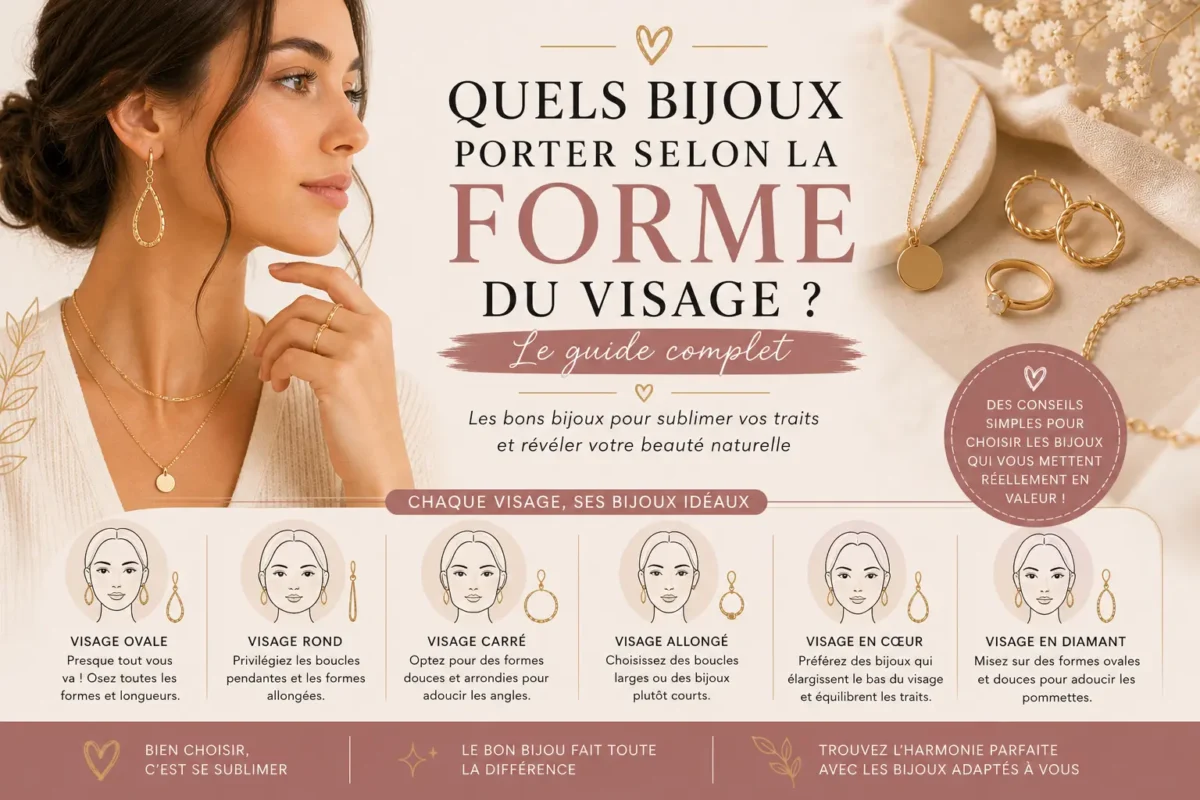 Guide des bijoux adaptés aux différentes formes de visage avec exemples de boucles d’oreilles