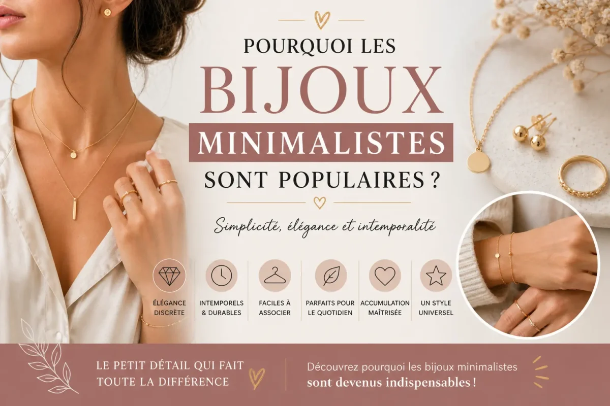 Femme portant des bijoux minimalistes fins et élégants dans un style moderne et épuré